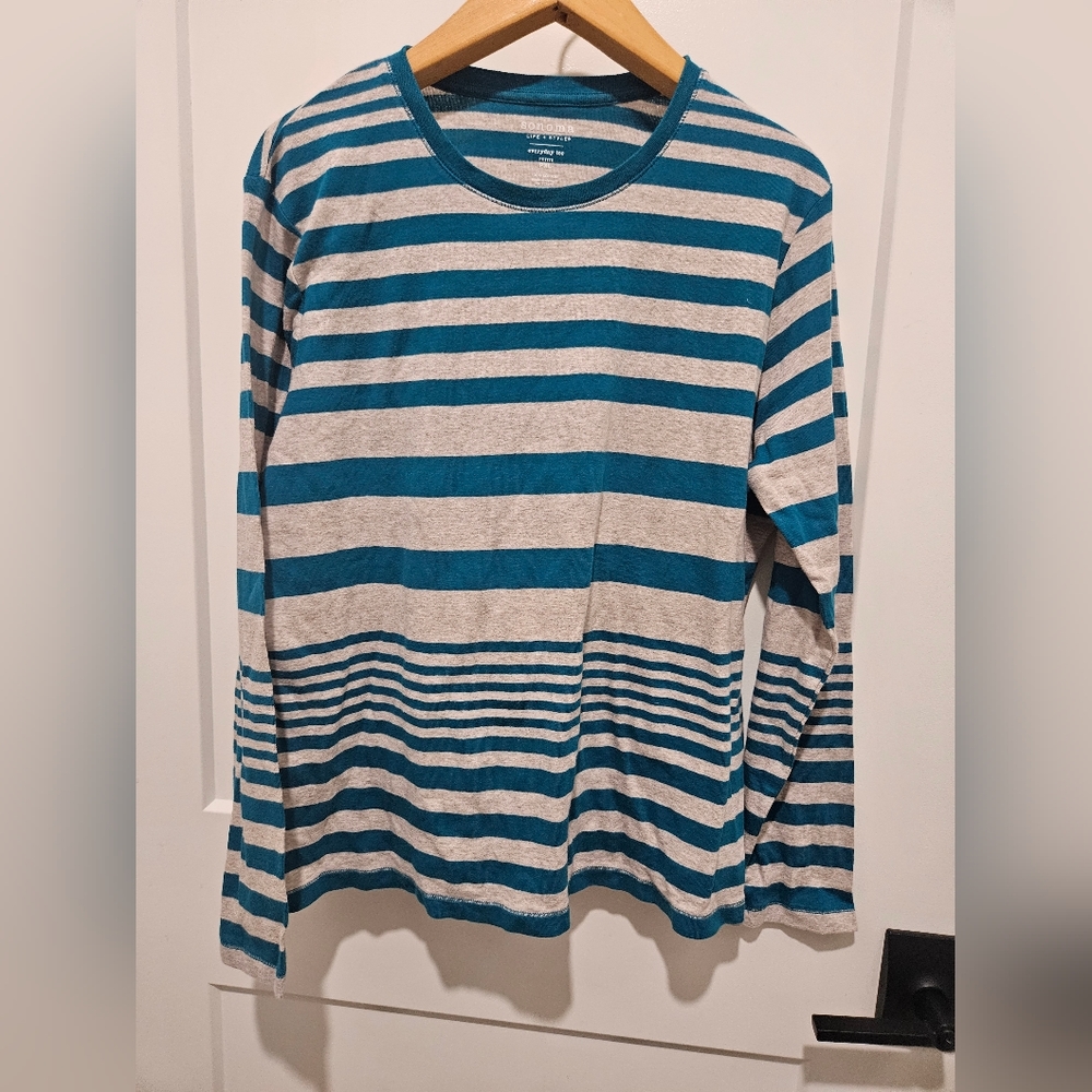 Blue and light grey long sleeve